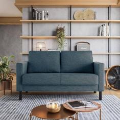 Imagem de Sofá 2 Lugares com USB em Linho Antúrio CabeCasa MadeiraMadeira Azul