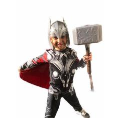 Imagem de Fantasia Do Thor Longa Com Enchimento Mascara E Martelo Infantil - RR 