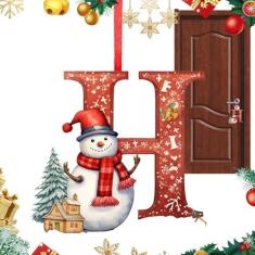 Imagem de Ornamento da letra da árvore de Natal, letra do de neve Enfeites de Natal - Pingente de carro com carta padrão de de neve criativo | Decoração de casa pendurável em acrílico, peças centrais de Natal