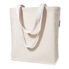 Imagem de Sacolas de lona em branco atacado orgânicas, cores naturais lisas para decoração, transferência de calor, impressão, faça você mesmo, artesanato, Natural, One Size