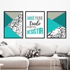 Imagem de Kit 3 Quadros Decorativos Você Pode Tudo - Turquesa 45x34cm