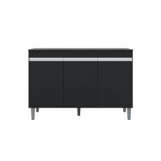 Imagem de Balcão Cozinha Manu 120 cm Com Pés 3 Portas Sem Tampo Pto - AJL Móveis