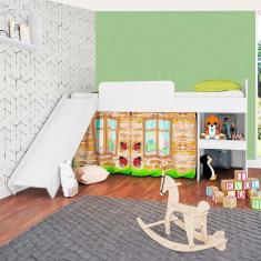 Imagem de Cama Com Escorregador Solteiro Infantil Branco Playground Art In Móveis