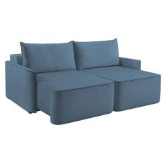 Imagem de sofá 4 lugares retrátil moon linho azul 260 cm
