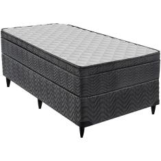 Imagem de Cama Box de Solteiro Ortobom New Caring com Europillow e Molas Nanolastic 61x88x188cm - Cinza/Branco