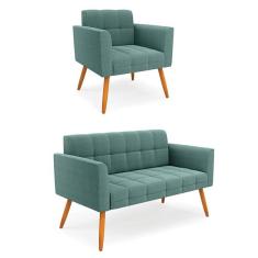 Imagem de Namoradeira E Poltrona P  Palito Castanho Elisa Boucl  Verde