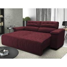 Imagem de Sofá 2,62m Retrátil e Reclinável com Molas Cama inBox Top Tecido Suede Velusoft Vinho