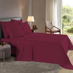 Imagem de Lençol Queen 3 Pçs Fronhas Abas Percal Flex 400 Fios Vinho