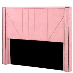 Imagem de Cabeceira Casal Estofada Para Cama Box Toronto Veludo Cor Rosa Bebe