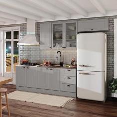 Imagem de Cozinha Compacta 8 Portas e 3 Gavetas Emily Cinza/calcare
