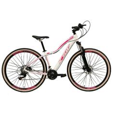 Imagem de Bicicleta Feminina Aro 29 Ksw Mwza 27v Freio Hidráulico K7 Garfo com Trava Pneu com Faixa Bege - Branco/Rosa
