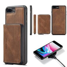 Imagem de Capa de celular para iPhone 7plus 8plus 7/8 Plus capa carteira com protetor de tela de vidro temperado e suporte para cartão de crédito com zíper para celular i Phone7s 7s + 7+ 8s 8+ Phones8 7p 8p