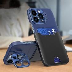 Imagem de Para iPhone 14 Pro Max Suporte Invisível Slot para Cartão Capa de Telefone Para iPhone 13 11 12 Pro Max 14 Plus Lente de Metal Capa Protetora para Câmera, T7, Para iPhone 13Pro