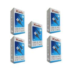Imagem de Kit 5 Cabos Usb V8 Kingo Preto 1M 2.1A Para Galaxy A10S - Yellow Cell