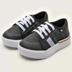 Imagem de Tênis Infantil Molekinho Casual Listras - Preto e Branco - 25-Masculino