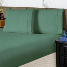Imagem de Jogo De Cama Lençol King Conforto Percal 300 Fios 3 Peças - Verde