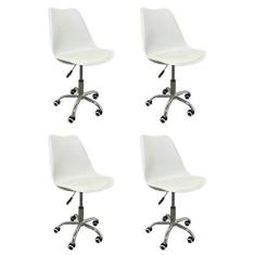Imagem de Kit 4 Cadeiras para Escritório Secretária Decorativa Eames Chicago Branco