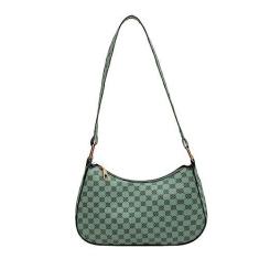 Imagem de Bolsa feminina de couro PU nas axilas retrô bolsas femininas modernas para meninas pequenas bolsas de ombro, Verde, Retrô
