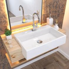 Imagem de Kit Cuba XRT55 com Torneira Luxo 1195 e Válvula Click 1 Polegada G Compace 