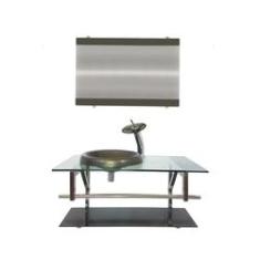 Imagem de Gabinete De Vidro 90cm Iq Inox Com Cuba Chapéu Redonda - Ouro Envelhecido