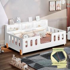Imagem de CAMA DE CRIANÇA INFANTIL MONTESSORIANA LED NINA COM NICHO - BRANCO INCLUSO LOUSA MÁGICA