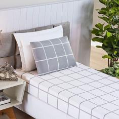 Imagem de Jogo De Cama Lençol Minimalista Solteiro 02 Peças Micropercal 200 Fios Premium Cinza