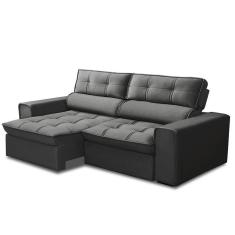 Imagem de Sofá Retrátil Reclinável 3 Lugares 200cm Blanches F05 Veludo Grafite - Mpozenato