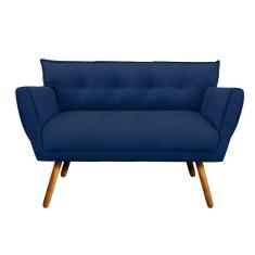 Imagem de Sofá Retrô Namoradeira Anitta Suede Azul Marinho