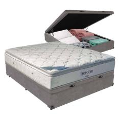 Imagem de Cama + Box Com Baú Casal E Colchão Freedom Ortobom D33 Cor:cinza