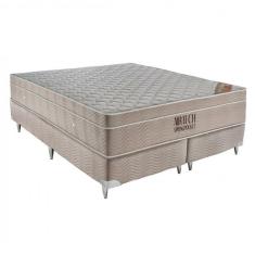 Imagem de Conjunto Cama Box Colchão Airtech Spring Pocket Super King 193x203x30cm Ortobom Branco/Bege