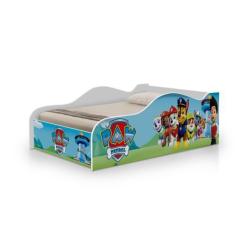 Imagem de cama solteiro grande carro com proteção lateral adesivado patrulha can