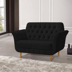 Imagem de Namoradeira Pés Palito em Madeira Playa 2 Lugares Veludo Preto