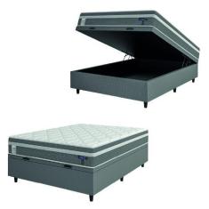Imagem de Cama Box Baú Colchão Casal Molas Ensacadas Euro In Up 138X188x67cm Cin