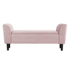 Imagem de Recamier Bau Malibu 1,20m Suede Rosa Bebe - Inova Decor - Inova Decora