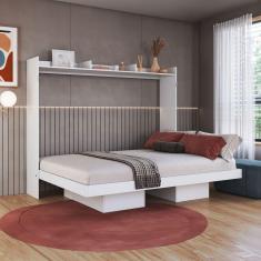 Imagem de Cama Casal Hanover Articulável Horizontal 2 Prateleiras Branco - Art In Móveis