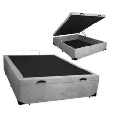Imagem de Cama Box Baú Casal Suede Cinza Com Pistão A Gás 1.38X1.88 - Real Comfo