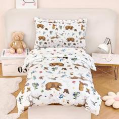 Imagem de Conjunto de roupa de cama infantil PERFEMET Woodland Animal Reversível