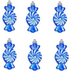 Imagem de 6 peças de 3,5 polegadas em forma de doces enfeites de Natal sortidos de plástico inquebrável de Natal pendurado decoração caixa conjunto feriado decoração de festa de casamento /627 (Size : Candy Bl