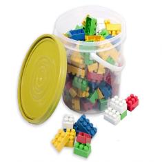 Imagem de Balde Com Blocos De Montar - 128 Peças Cor Tampa Amarela