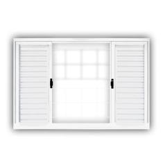 Imagem de Janela de Aço Veneziana de Correr 100x100cm 6 Folhas com Grade Minas Sul MGM Branco