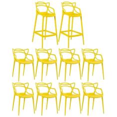 Imagem de 8 Cadeiras + 2 Banquetas Altas Masters Allegra Amarelo