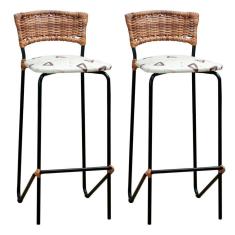 Imagem de Conjunto 2 Banquetas 88cm Junco Castor Preto fosco/Bege Ibere