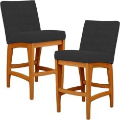 Imagem de Kit 02 Banquetas Baixa Cozinha Bancada L02 Preto