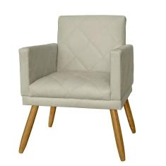 Imagem de Poltrona Decorativa Pés Palito Nina Estilo Matelassê Bege - DS Estofados