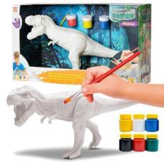 Imagem de Boneco 3Dinossauro Dinopark Para Colorir C/ Pincel E Tintas Bee Toys