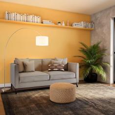 Imagem de Sofá 3 Lugares Bryan Base De Madeira Linho Cotton Cru.