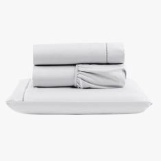 Imagem de Jogo De Lençol Peletizado 400 Fios Solteiro 3 Peças Casa - Hotel - Pousada Barato - Branco