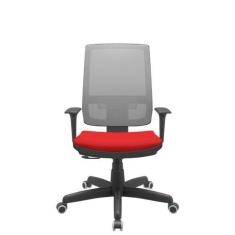 Imagem de Cadeira Office Brizza Tela Cinza Assento Aero Vermelho Relaxplax Base