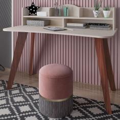 Imagem de Mesa Escrivaninha Sofia Off White/cedro - Artely Móveis
