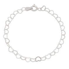 Imagem de Pulseira Infantil Delicada Elo Coração 15cm Ajustável Prata - Mga-Br